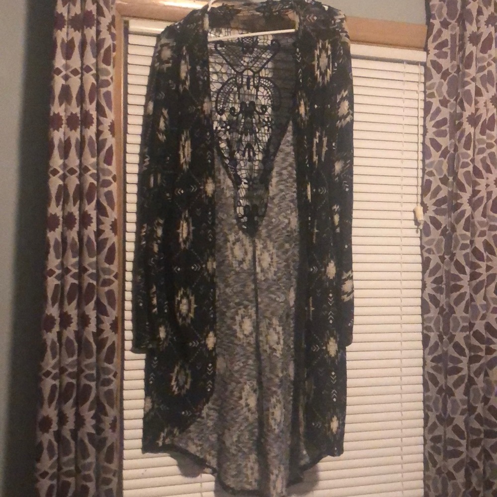 Printed long cardigan